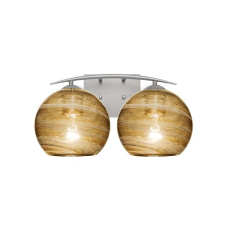 Besa Lighting Jilly Vanity, Vapor Amber, Satin Nickel Finish, 2x60W Incandescent 2WC-JILLYAM-SN